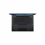 a black laptop with a blue screen