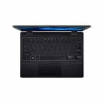 a black laptop with a blue screen