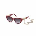 a red sunglasses with a chain