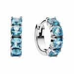 Boucles d’oreilles Pandora argent 925 avec pierres bleues en créoles