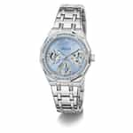 montre guess quinn argentee packshot face
