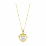 Collier femme Lotus LP3092-1/2 doré avec pendentif cœur et pierre transparente