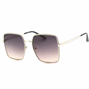 Lunettes de soleil femme Guess GF0419-32B, monture dorée carrée, verres dégradés – vue 3/4