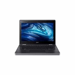 a laptop with a blue and white background