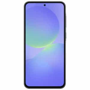 a black rectangular device with a blue and green screen