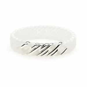 Bracelet femme TheRubz blanc perlé tressé avec détails métalliques – élégant et lumineux