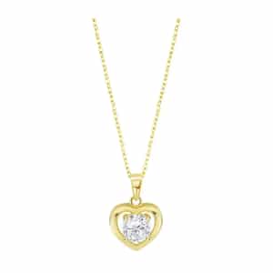 Collier femme Lotus LP3092-1/2 dorรฉ avec pendentif cลur et pierre transparente