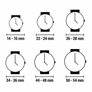 Guide tailles boitier montre homme mm repere 14 16 22 24 26 28 34 36 44 48 50 54 pour choisir la bonne taille