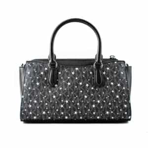 Sac Michael Kors Arden étoiles noir/gris – vue arrière avec double poignée et fermeture zippée