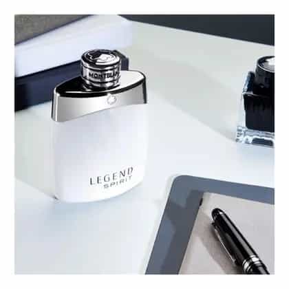 legend-spirit-mont-blanc a bottle of perfume on a table