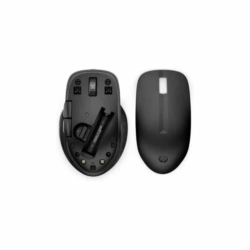a black computer mouse with a black mouse