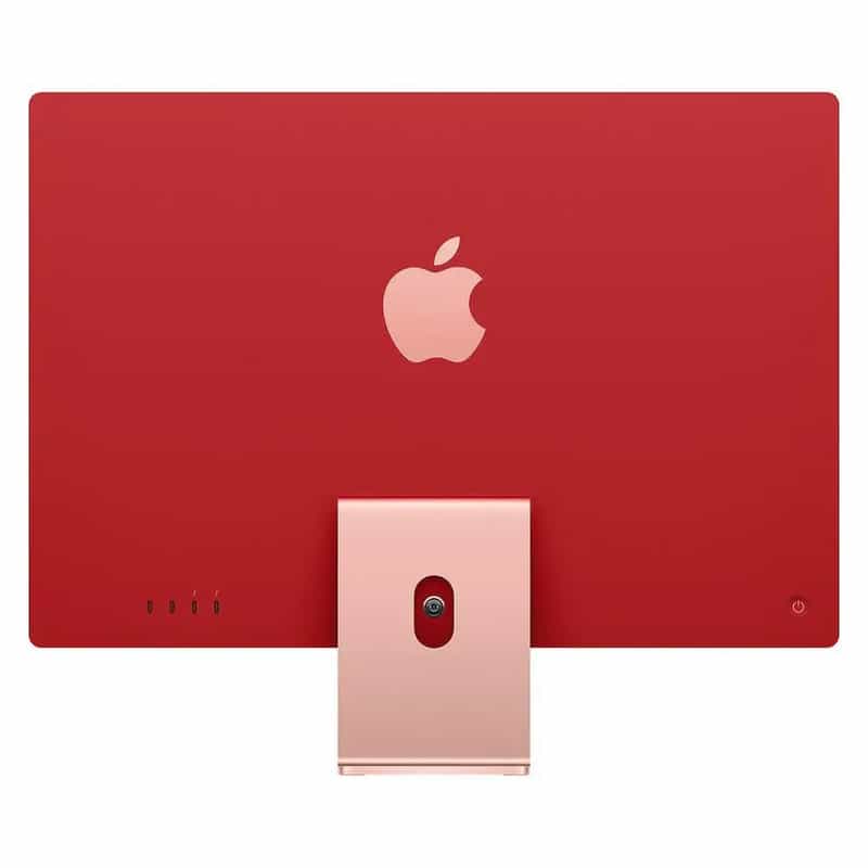 imac-2- m1début-2021 (1) a red computer with a pink stand
