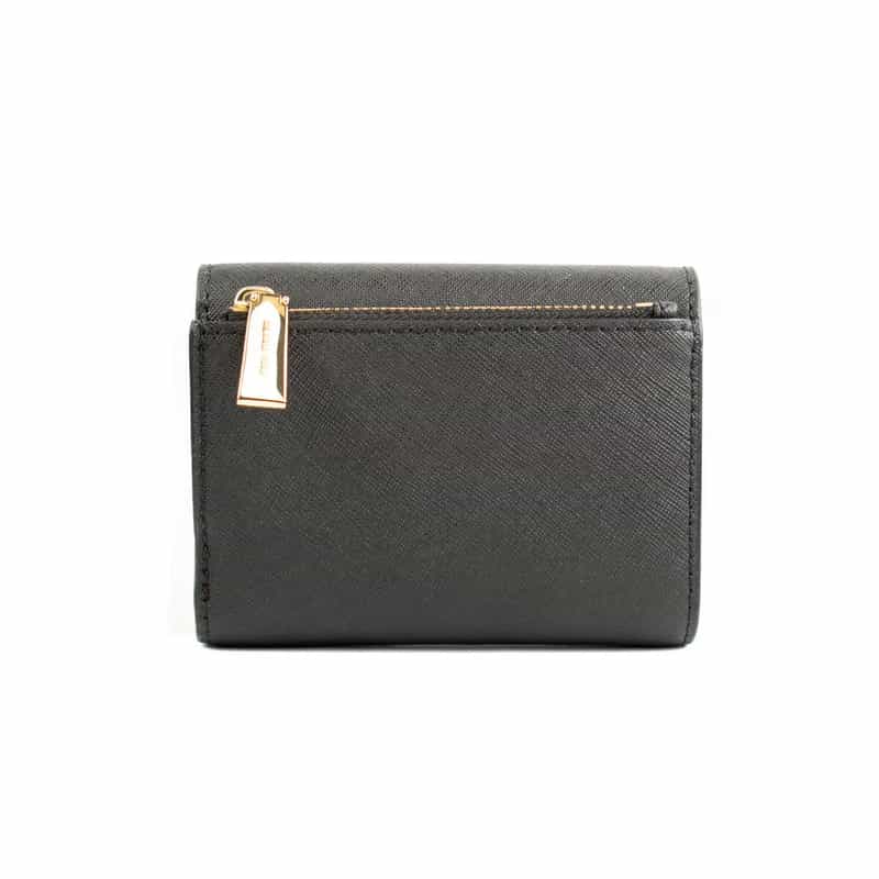 Dos du portefeuille Michael Kors 32S1GNME6L noir avec poche zippée et tirette dorée