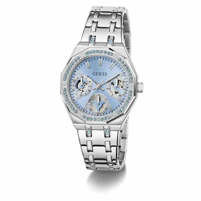 montre guess quinn argentee packshot face