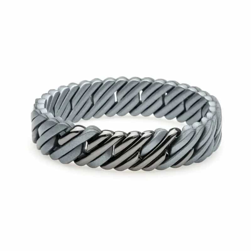 Bracelet femme TheRubz gris anthracite tressé avec détails métalliques – bijou tendance
