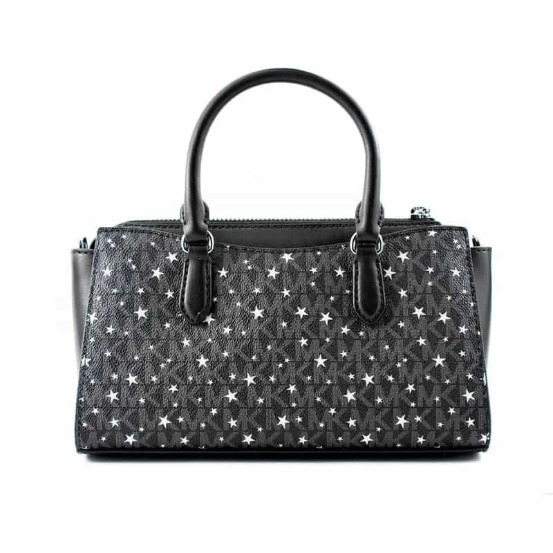 sac-michael-kors-arden-1200x1200-01 Sac Michael Kors Arden étoiles noir/gris – vue arrière avec double poignée et fermeture zippée