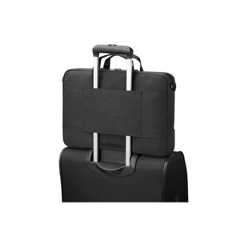 a black suitcase with a handle