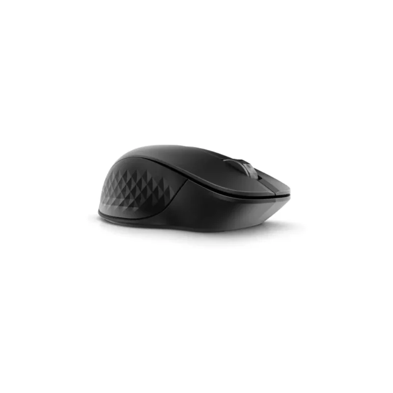 a black computer mouse on a white background