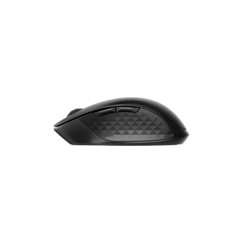 a black computer mouse on a white background