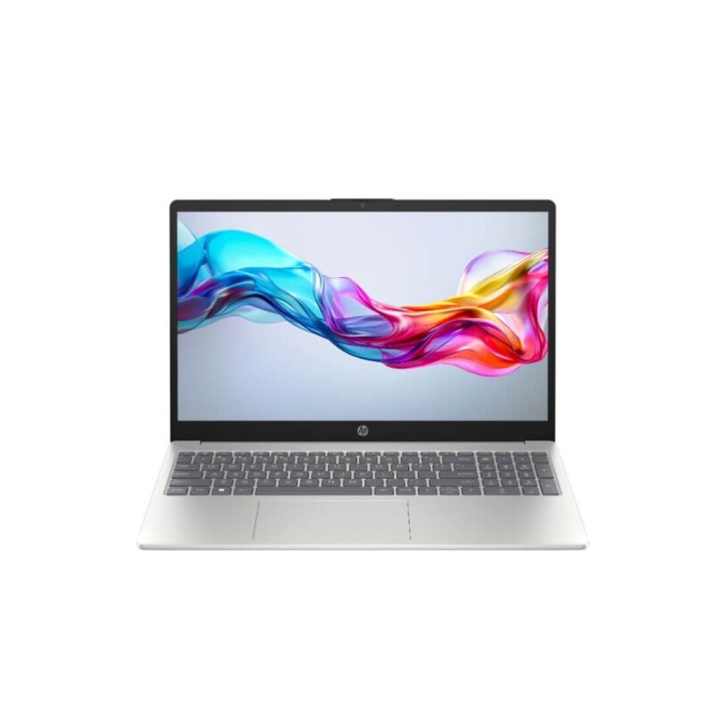 a laptop with colorful waves on the screen