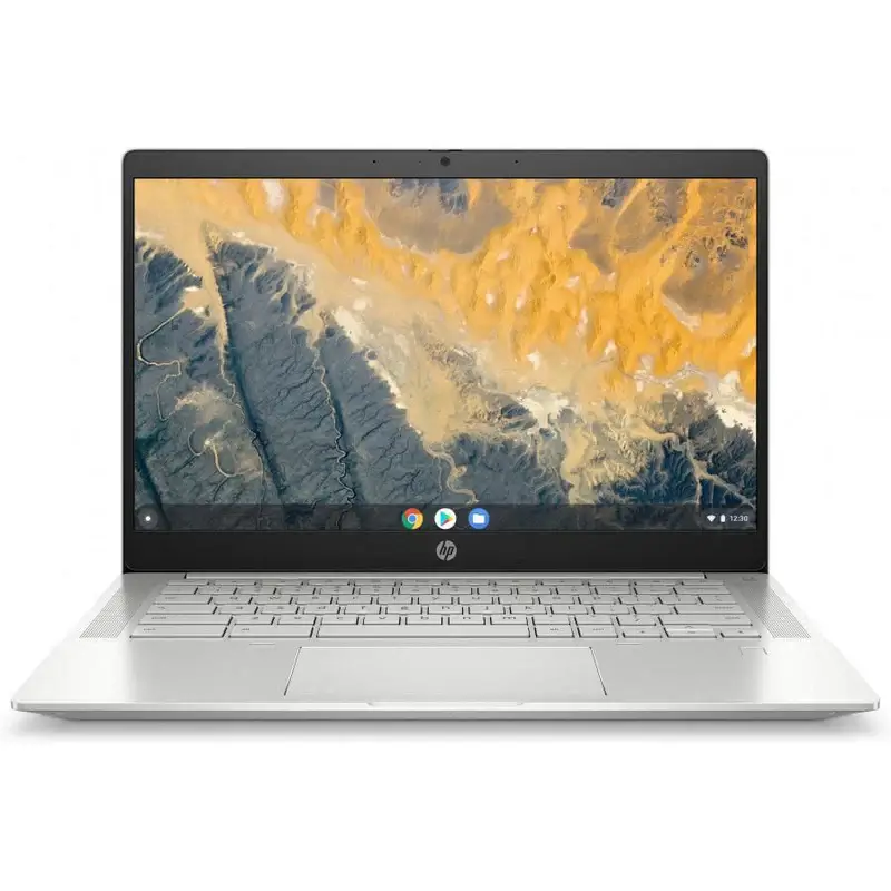 a laptop with a landscape on the screen