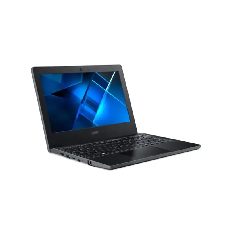 a black laptop with blue screen