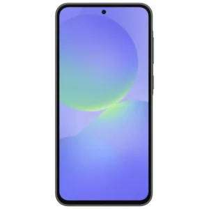 a black rectangular device with a blue and green screen