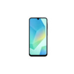 a black cell phone with a blue and yellow screen