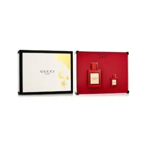 Coffret Gucci Bloom Ambrosia di Fiori – boîte Gucci Beauty + coffret rouge, EDP Intense 50 ml et mini 5 ml