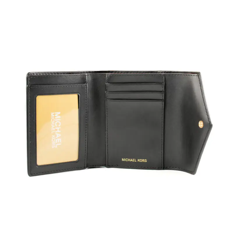 Intérieur du portefeuille Michael Kors 32S1GNME6L noir avec emplacements cartes, fenêtre ID et compartiments