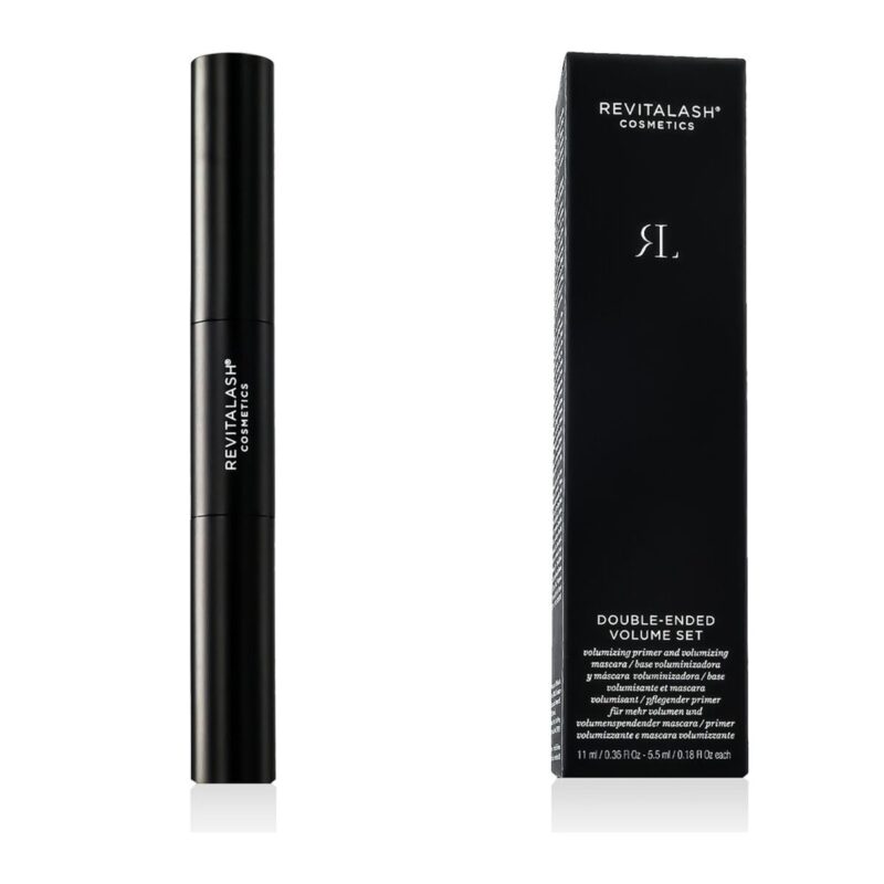 RevitaLash Double-Ended Volume Set – packshot duo tube double embout et boîte, primer + mascara noir