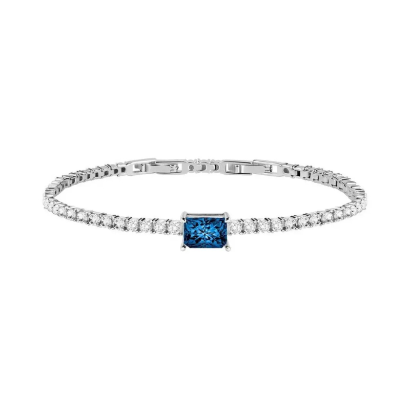 bracelet-morellato-saiw93-argente-front Bracelet Morellato SAIW93 argenté avec pierre bleue centrale, style tennis