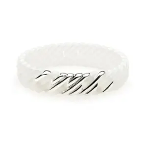 Bracelet femme TheRubz blanc perlé tressé avec détails métalliques – élégant et lumineux