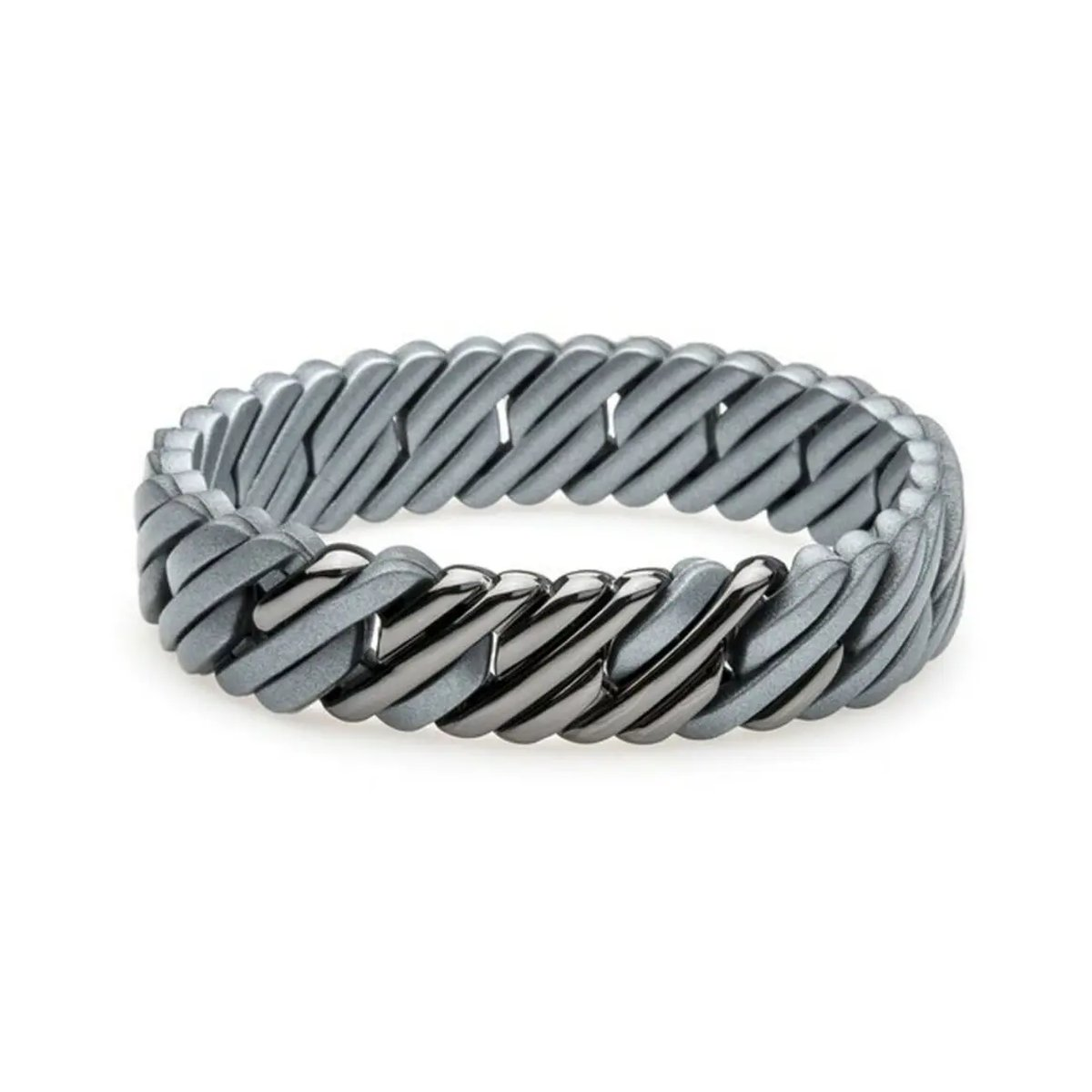 Bracelet femme TheRubz gris anthracite tressé avec détails métalliques – bijou tendance