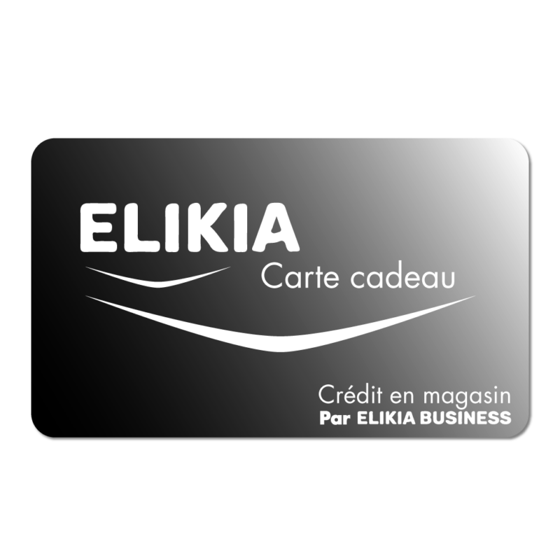 Carte cadeau ELIKIA crédit en magasin montant libre envoi par email visuel noir et blanc par ELIKIA BUSINESS
