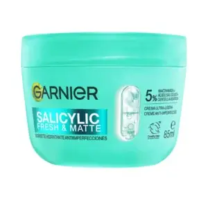 Crème visage Garnier Salicylic Fresh & Matte 85 ml, crème ultra-légère anti-imperfections matifiante (niacinamide, acide salicylique, centella asiatica)