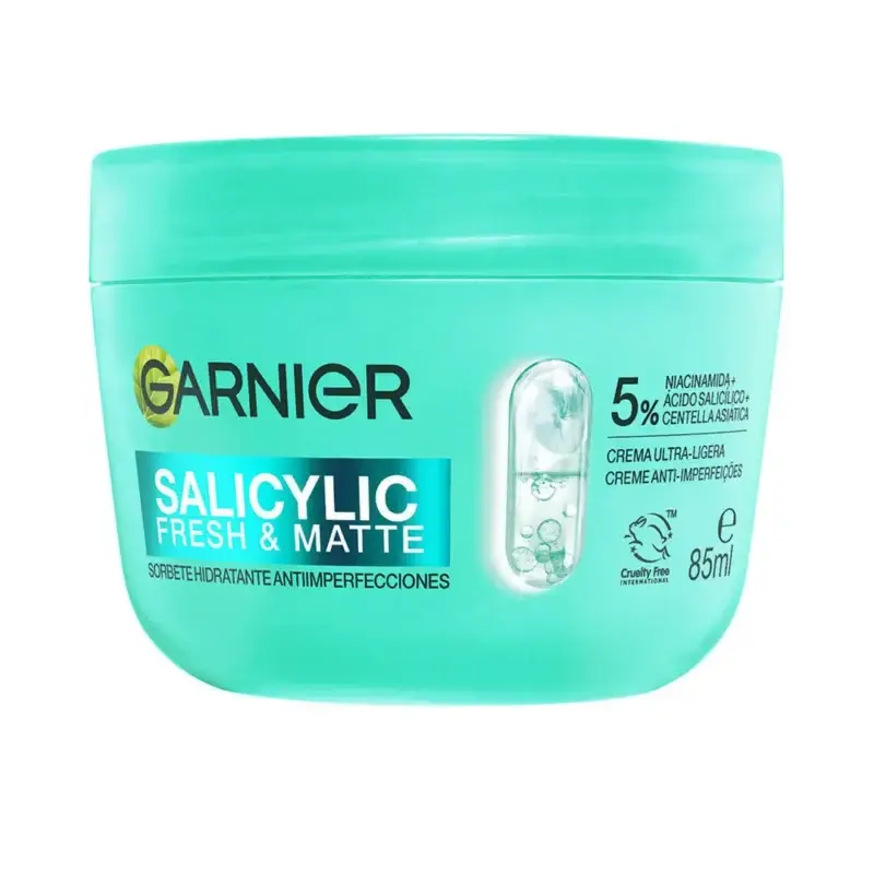 creme-visage-garnier-salicylic-fresh-matte-85-ml_1274914 Crème visage Garnier Salicylic Fresh & Matte 85 ml, crème ultra-légère anti-imperfections matifiante (niacinamide, acide salicylique, centella asiatica)