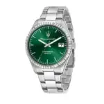 Montre Maserati R8853100043 homme 43 mm acier argenté, cadran vert avec date – étanche 100 m