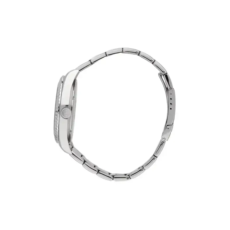 Montre Maserati R8853100043 vue de profil – boîtier 43 mm et bracelet acier argenté