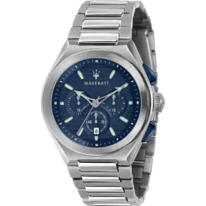 Montre Maserati R8873639001 homme 43 mm acier, cadran bleu chronographe 3 compteurs avec date